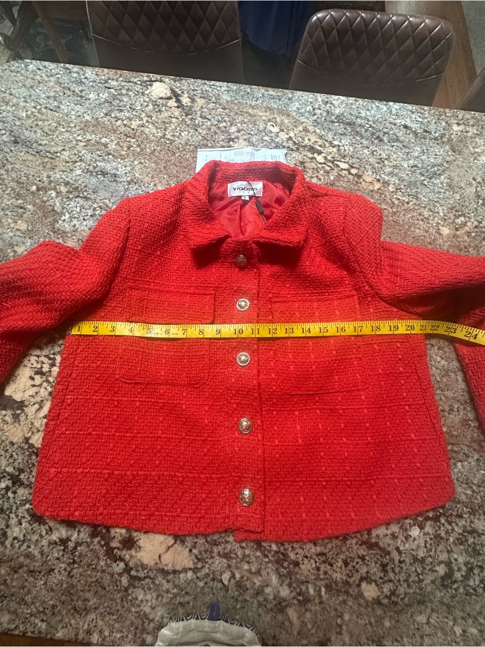 Vigoss Red Textured Button-Front Jacket - Picture 10 of 13